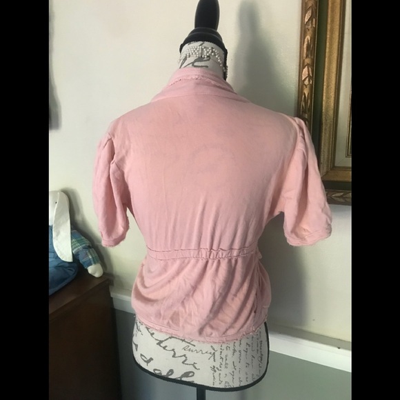 VTG Mossimo Pink Tie Front Cotton Cardigan XS - Picture 5 of 6
